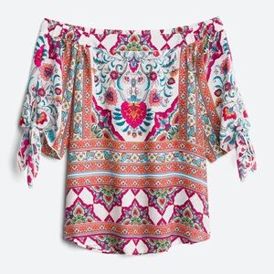 Vibrant Floral Off-Shoulder Blouse